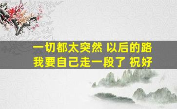 一切都太突然 以后的路我要自己走一段了 祝好